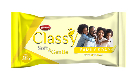 Classy Soft skin feel family soap bar, yellow pack, net weight 180g