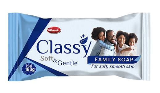 Classy For soft, smooth skin family soap bar, light blue pack, net weight 180g