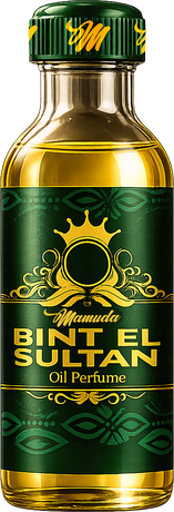 Mamuda Bint El Sultan oil perfume, green and gold bottle