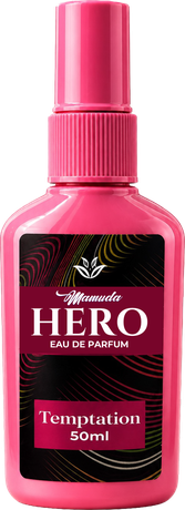 Mamuda Hero Temptation eau de parfum, pink 50ml spray bottle