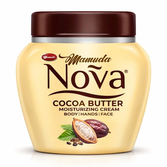 Mamuda Nova Cocoa Butter moisturizing cream, cream and brown tub